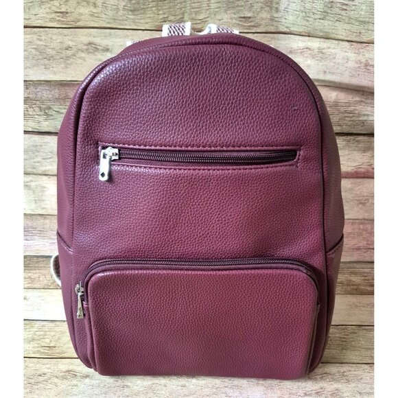 Jewel By Thirty-One Backpack Crushed Berry Maroon Pebble Finish Adjustable Strap - Picture 1 of 10